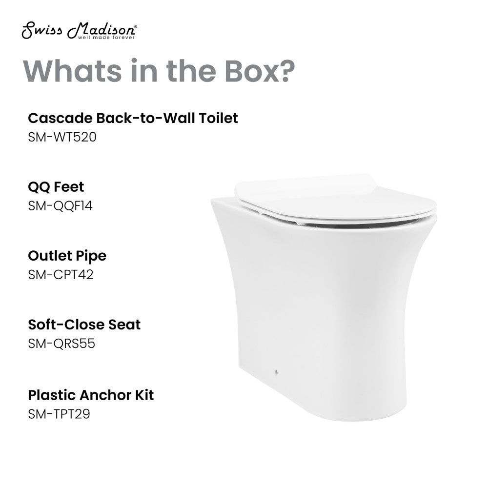Swiss Madison Cascade Back-to-Wall Elongated Toilet Bowl