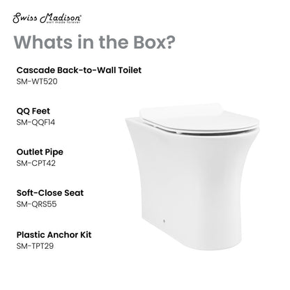 Swiss Madison Cascade Back-to-Wall Elongated Toilet Bowl