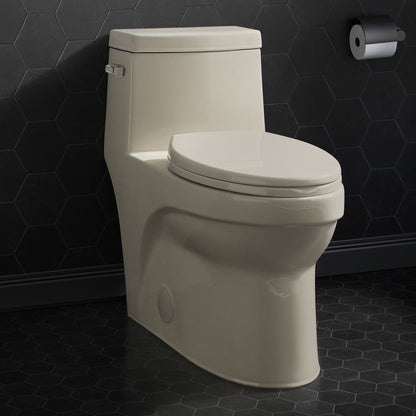Swiss Madison Virage One Piece Elongated Left Side Flush Handle Toilet 1.28 gpf in Bisque