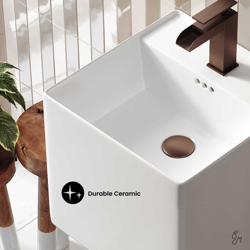 Swiss Madison Pur 16.5" Square Wall-Mount Bathroom Sink