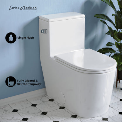 Swiss Madison Liberte One-Piece 12" Rough-in 1.28 GPF Left-Hand Flush Elongated ADA Toilet in Glossy White