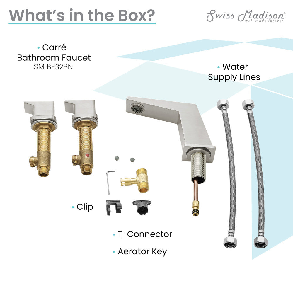 Swiss Madison Carre 8 in. Widespread, 2-Handle, Bathroom Faucet in Brushed Nickel
