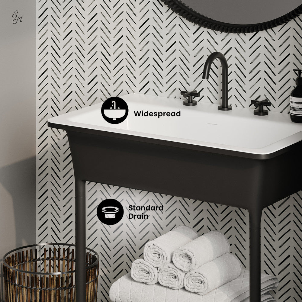 Swiss Madison Ivy 32" Solid Surface Console Sink in Matte Black