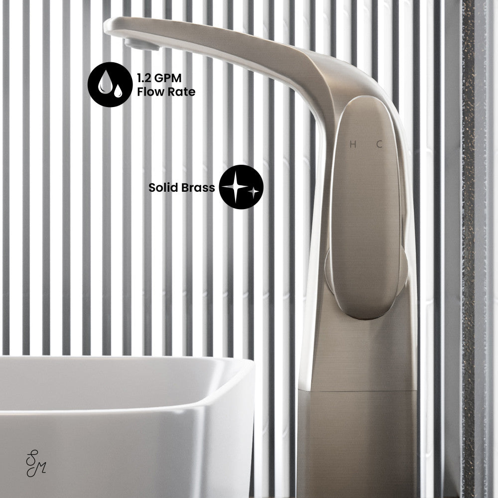 Swiss Madison Chateau Single Hole, Single-Handle, High Arc Bathroom Faucet in Brushed Nickel