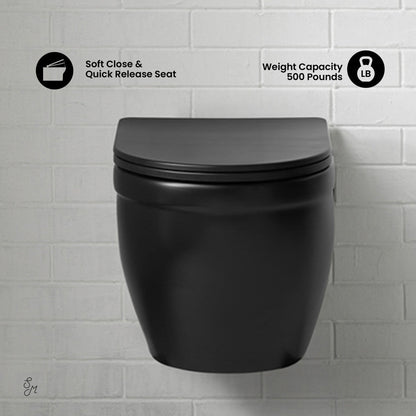Swiss Madison Ivy Wall-Hung Elongated Toilet Bowl in Matte Black