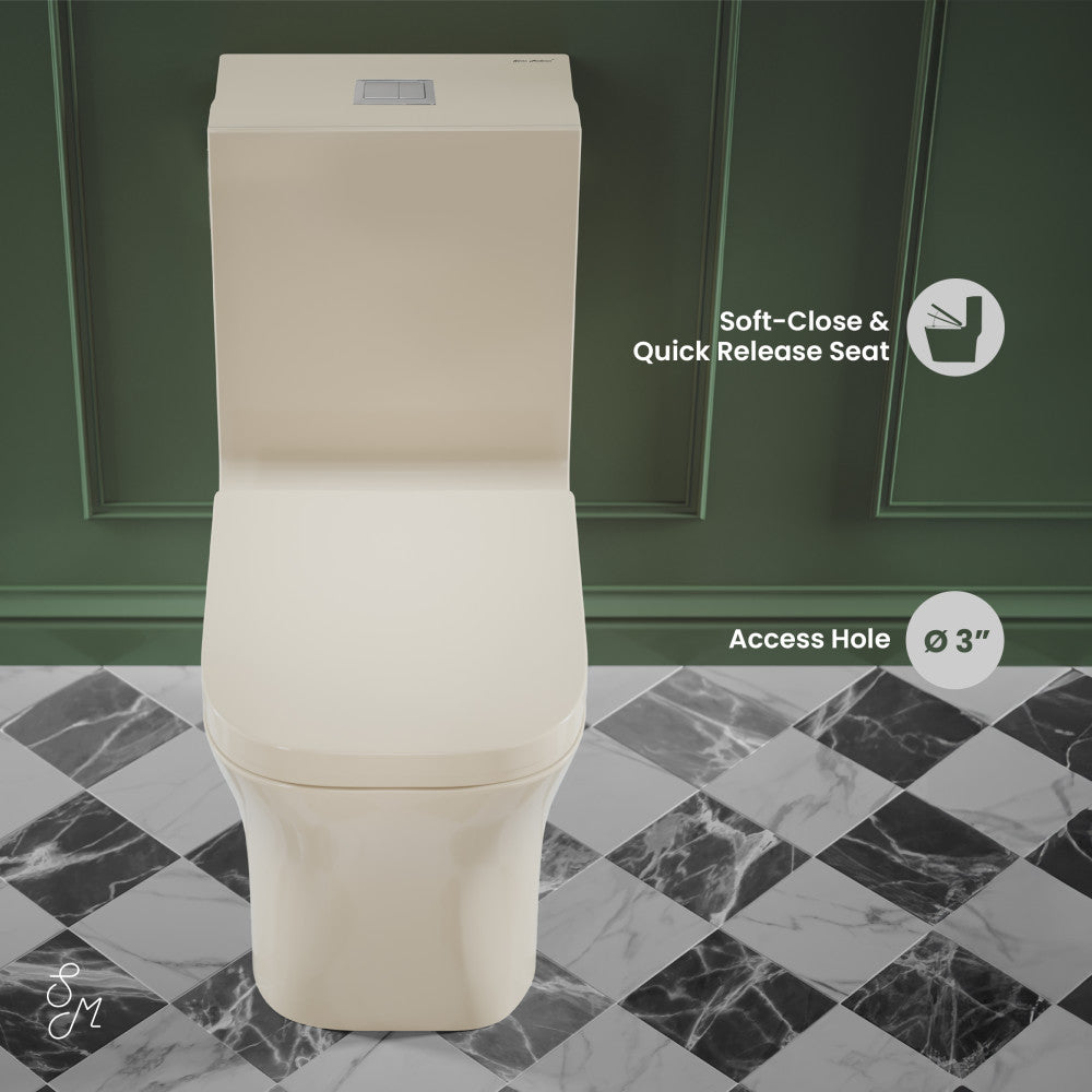 Swiss Madison Concorde One Piece Square Toilet Dual Flush 1.1/1.6 gpf in Bisque