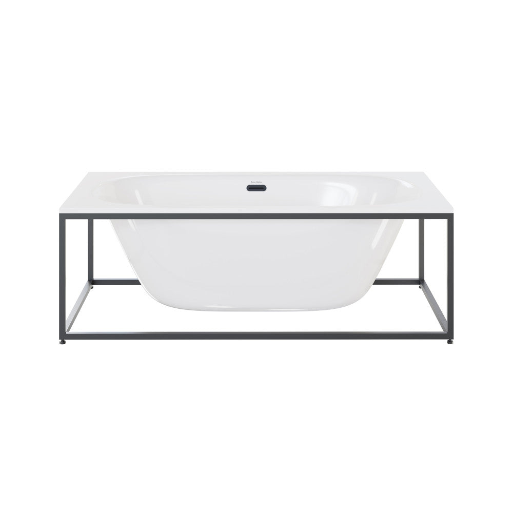 Swiss Madison Pierre 60" Soaking Freestanding Bathtub in Glossy White, Black Frame Included