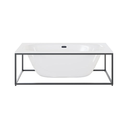 Swiss Madison Pierre 60" Soaking Freestanding Bathtub in Glossy White, Black Frame Included