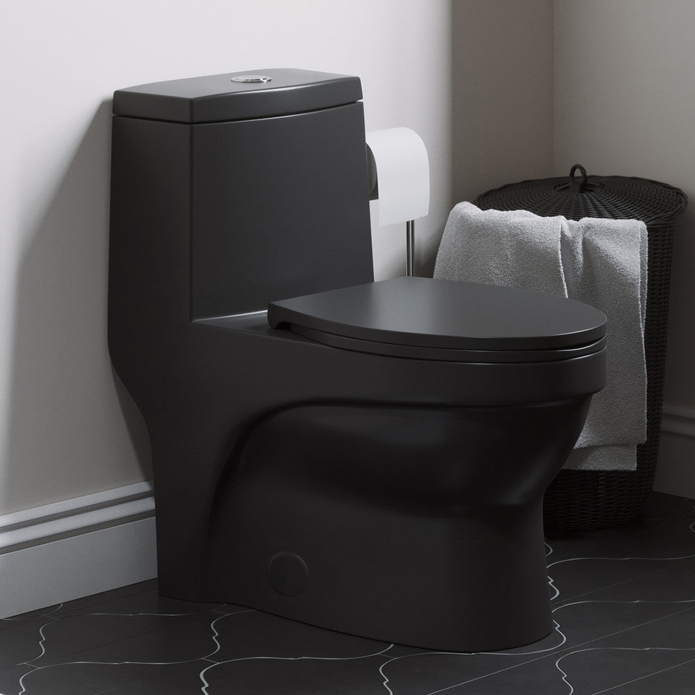 Swiss Madison Virage One-Piece Elongated Toilet Vortex Dual-Flush 1.1/1.6 gpf, Matte Black
