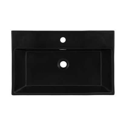 Swiss Madison Claire 24" Rectangle Wall-Mount Bathroom Sink in Matte Black