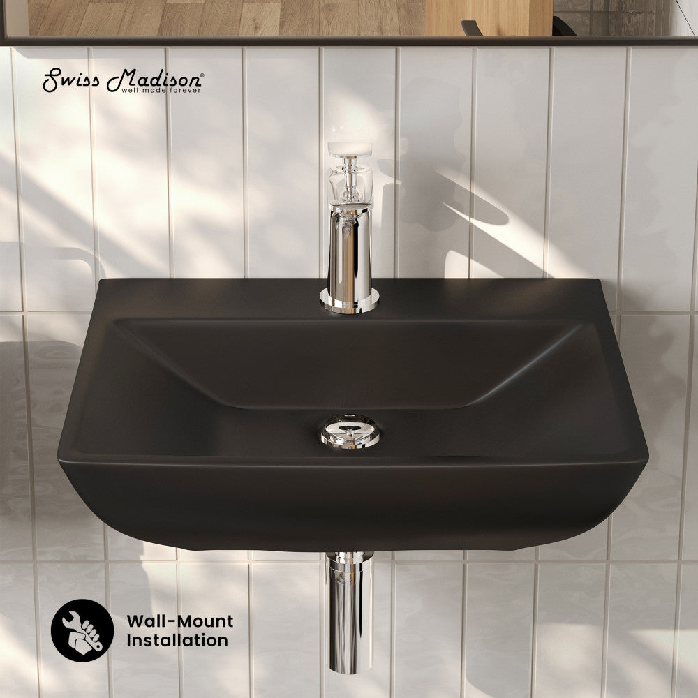 Swiss Madison Sublime 18" Ceramic Wall Hung Sink in Matte Black