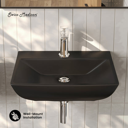 Swiss Madison Sublime 18" Ceramic Wall Hung Sink in Matte Black