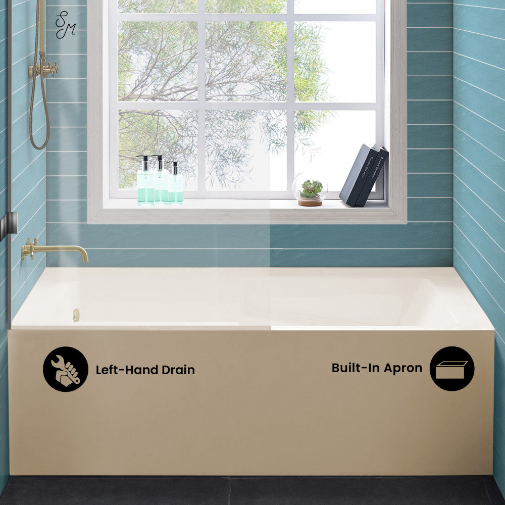 Swiss Madison Voltaire 54" x 30" Left-Hand Drain Alcove Bathtub with Apron in Bisque