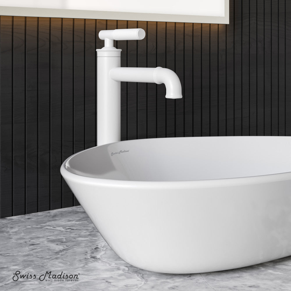 Swiss Madison Avallon Single Hole, Single-Handle Sleek, High Arc Bathroom Faucet in Matte White