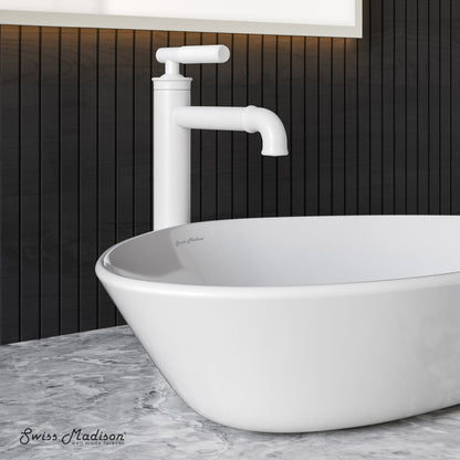 Swiss Madison Avallon Single Hole, Single-Handle Sleek, High Arc Bathroom Faucet in Matte White