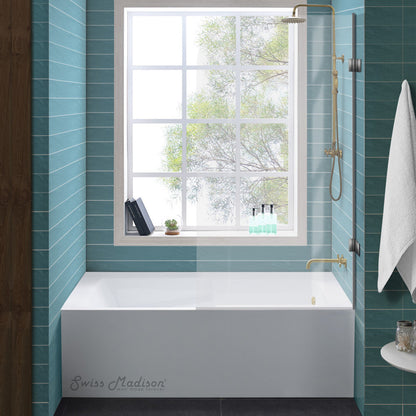 Swiss Madison Voltaire 60" x 32" Right-Hand Drain Alcove Bathtub with Apron and Armrest