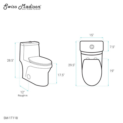 Swiss Madison Virage One-Piece Elongated Toilet Vortex Dual-Flush 1.1/1.6 gpf