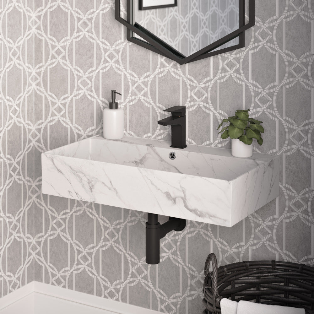 Swiss Madison Claire 22" Rectangle Wall-Mount Bathroom Sink in White Marble