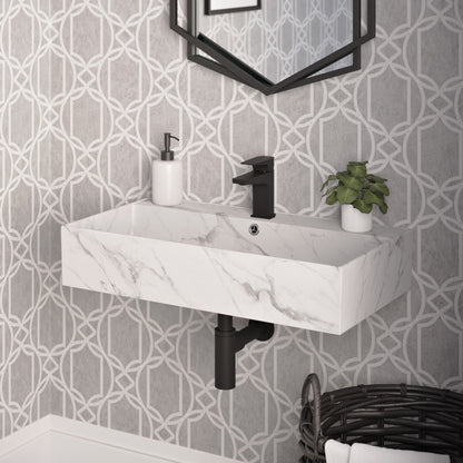 Swiss Madison Claire 22" Rectangle Wall-Mount Bathroom Sink in White Marble