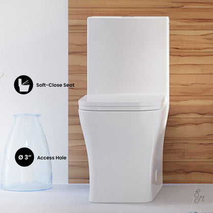 Swiss Madison Concorde One-Piece 14" Rough-in 1.1/1.6 GPF Dual Top Flush Square Toilet in Glossy White