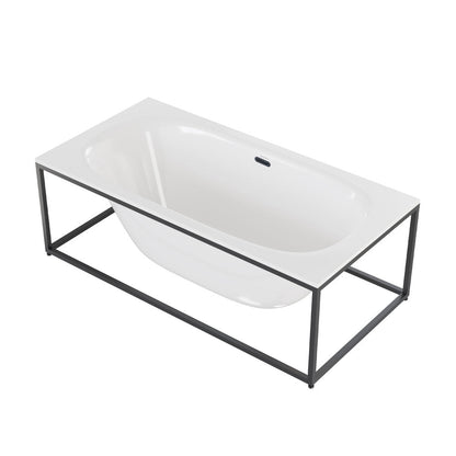Swiss Madison Pierre 60" Soaking Freestanding Bathtub in Glossy White, Black Frame Included