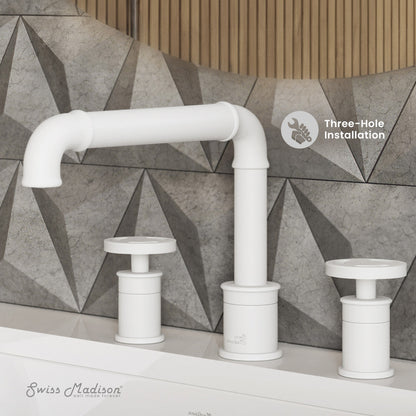 Swiss Madison Avallon 8 in. Widespread, 2-Handle Wheel, Bathroom Faucet in Matte White