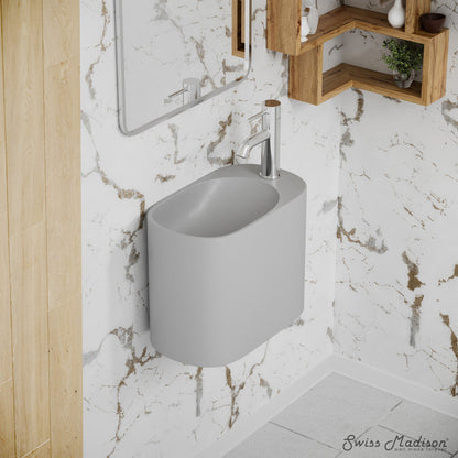 Swiss Madison Terre 17.5" Right Side Faucet Wall-Mount Bathroom Sink in Pashmina Grey