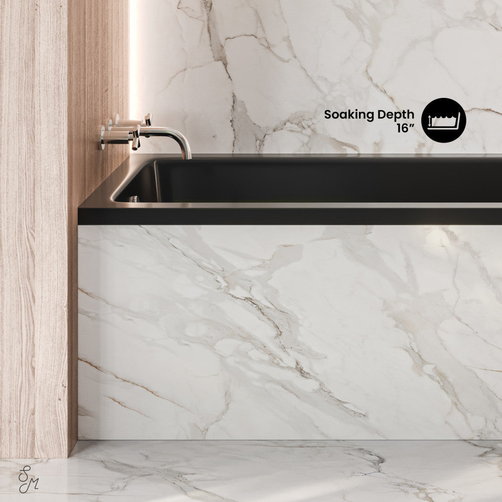 Swiss Madison Voltaire 54 x 30 Left Drain Soaking Alcove Bathtub in Glossy Black