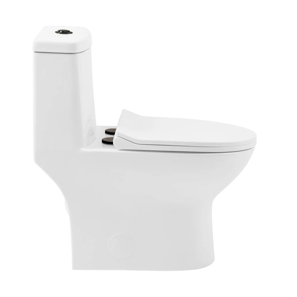 Swiss Madison Ivy One Piece Toilet Dual Vortex™ Flush, Black Hardware 1.1/1.6 gpf