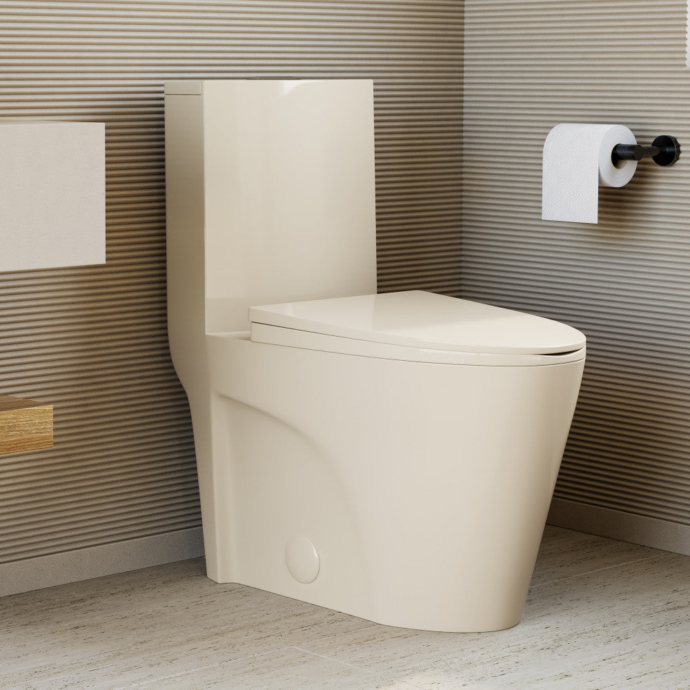 Swiss Madison St. Tropez One Piece Elongated Toilet Dual Vortex Flush 1.1/1.6 gpf in Bisque