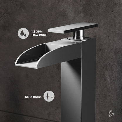 Swiss Madison Concorde Single Hole, Single-Handle, High Arc Waterfall, Bathroom Faucet in Brushed Nickel