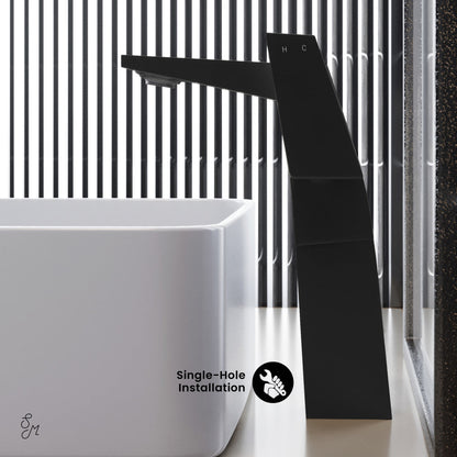 Swiss Madison Carre Single Hole, Single-Handle, High Arc Bathroom Faucet in Matte Black