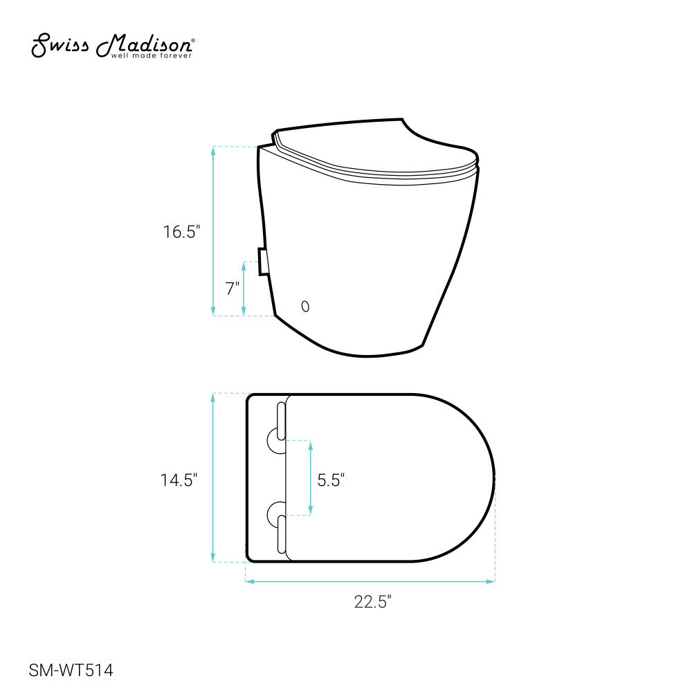 Swiss Madison St. Tropez Back-to-Wall Elongated Toilet Bowl