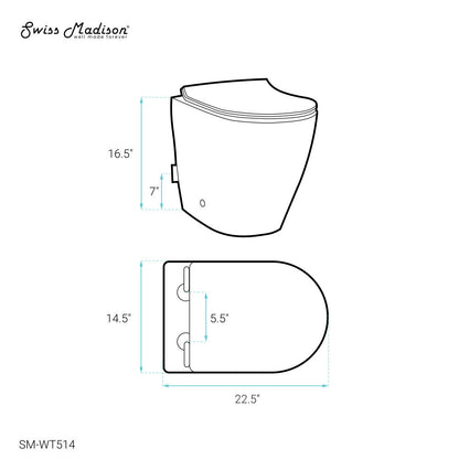 Swiss Madison St. Tropez Back-to-Wall Elongated Toilet Bowl