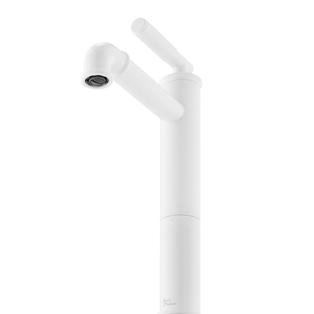Swiss Madison Avallon Single Hole, Single-Handle Sleek, High Arc Bathroom Faucet in Matte White