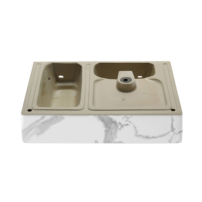 Swiss Madison St. Tropez 24" Left Side Faucet Wall-Mount Bathroom Sink in White Marble