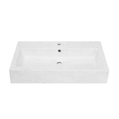 Swiss Madison Voltaire Wide Rectangle Wall Hung Sink in Static Marble