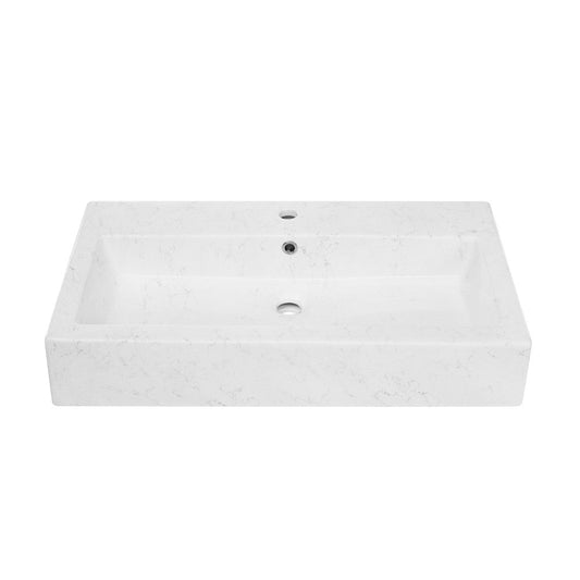 Swiss Madison Voltaire Wide Rectangle Wall Hung Sink in Static Marble