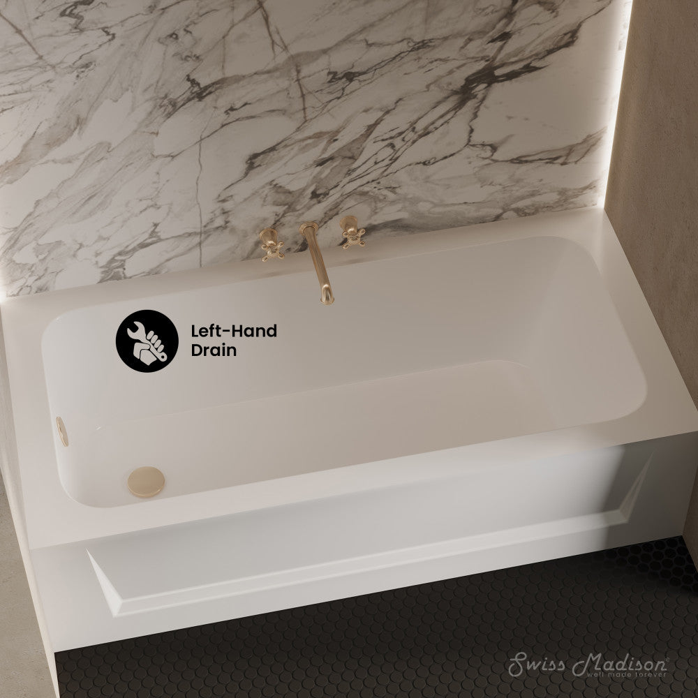 Swiss Madison Virage 60" x 30" Left-Hand Drain Alcove Bathtub with Apron