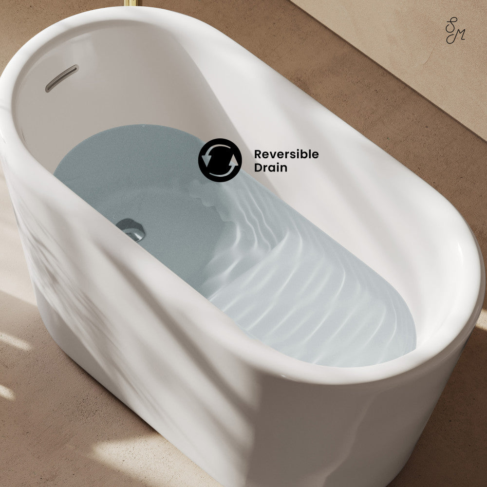 Swiss Madison Nanterre 51" Japanese Soaking Freestanding Bathtub in Glossy White, Drain Included