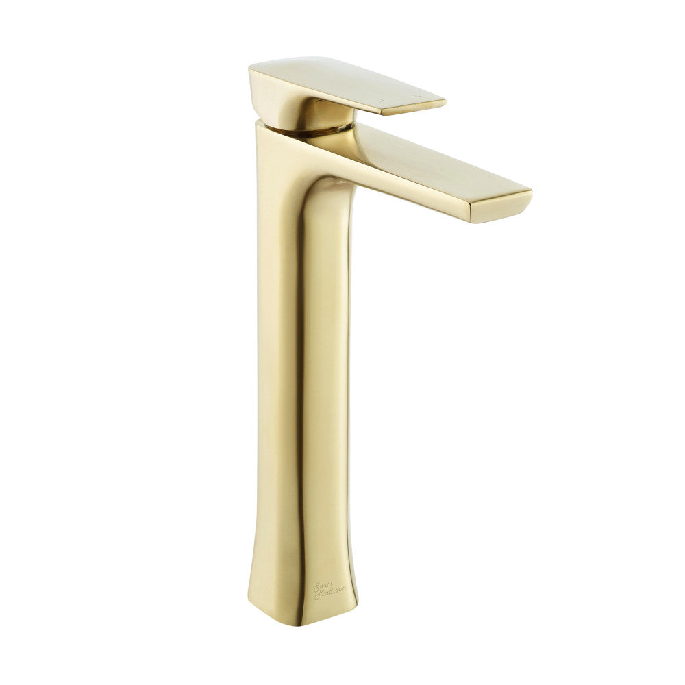Swiss Madison Monaco Single Hole, Single-Handle, High Arc Bathroom Faucet in Brushed Gold