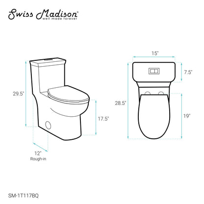 Swiss Madison Classe One-Piece 12" Rough-in 1.1/1.6 GPF Dual Top Flush Elongated Toilet in Glossy Bisque