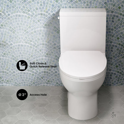 Swiss Madison Cache Two-Piece Elongated Toilet Left Side Flush Handle Toilet 1.28 gpf
