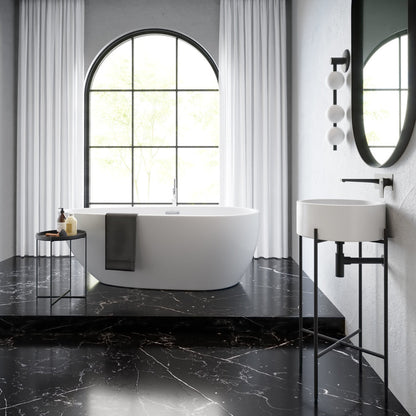 Swiss Madison Monaco 16.5" Round Console Sink, White Basin Matte Black Legs