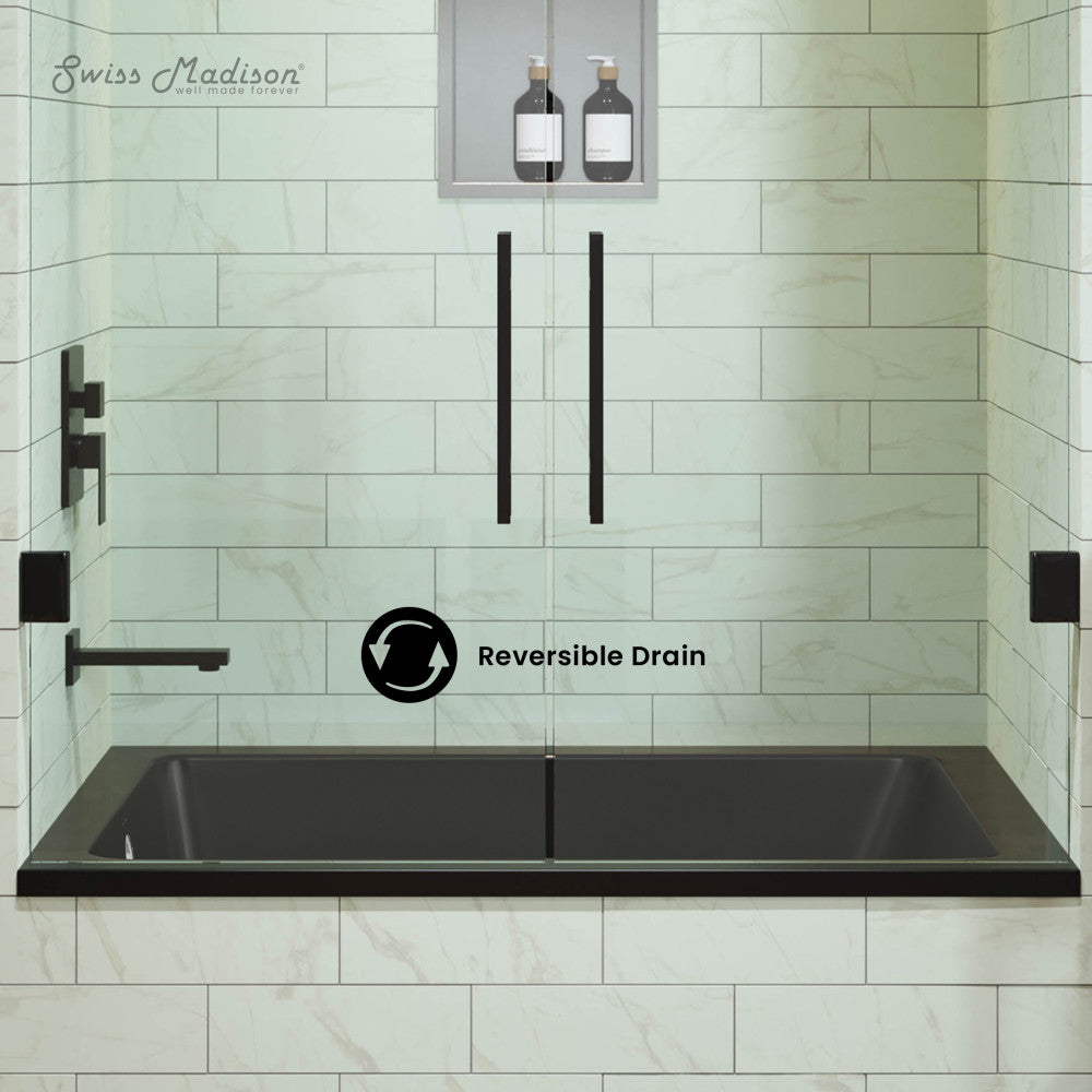 Swiss Madison Voltaire 48" x 32" Reversible Drain Drop-In Bathtub in Matte Black