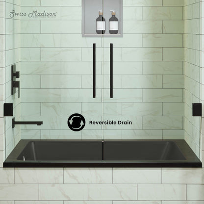 Swiss Madison Voltaire 48" x 32" Reversible Drain Drop-In Bathtub in Matte Black