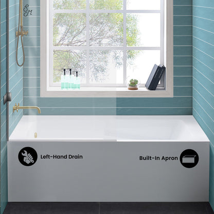 Swiss Madison Voltaire 54 x 30 Skirted Left Drain Soaking Alcove Bathtub in Glossy White with Integrated Armrest