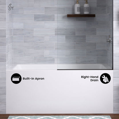 Swiss Madison Voltaire 54 x 30 Skirted Right Drain Soaking Alcove Bathtub in Glossy White