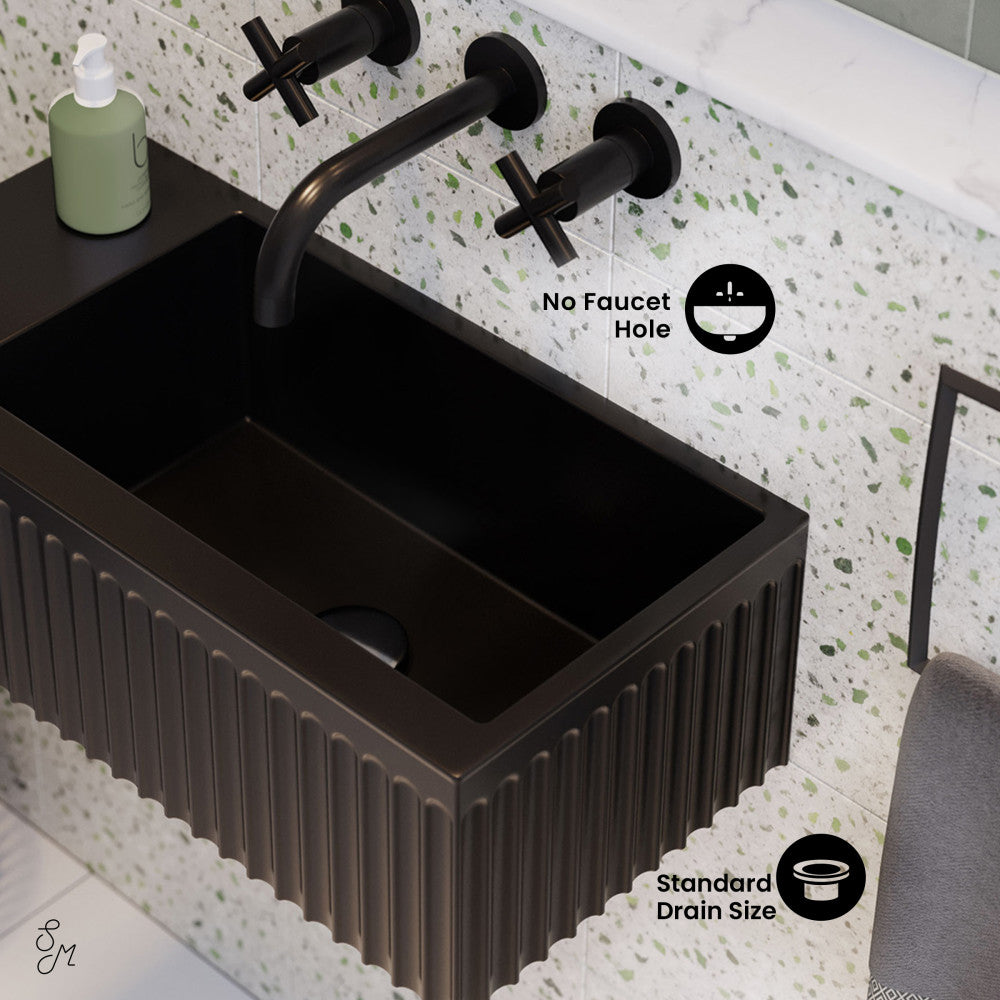 Swiss Madison Delice 24" Rectangle Wall-Mount Bathroom Sink in Matte Black