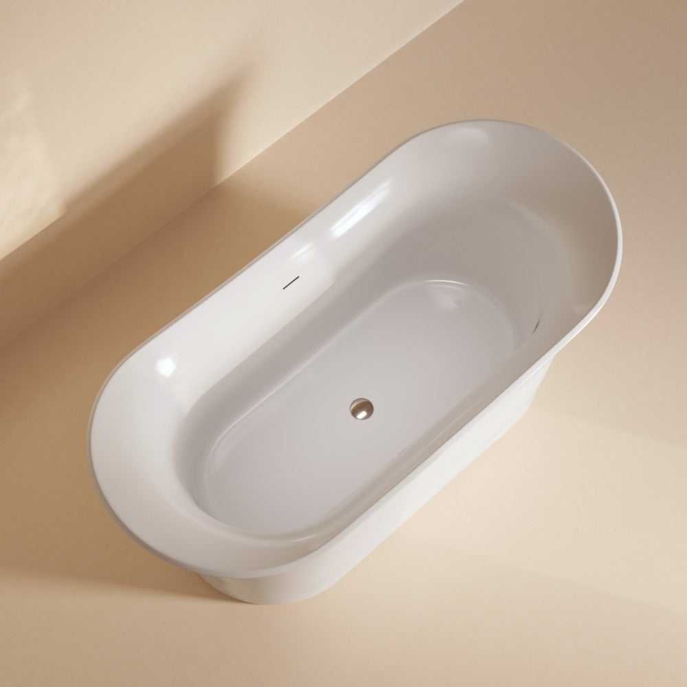 Swiss Madison Cascade 66" Double Slipper Soaking Freestanding Bathtub in Glossy White, Drain Included